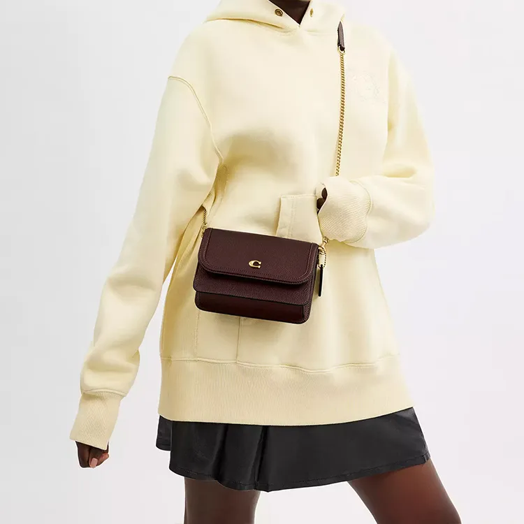 COACH Legacy Pebbled Leather Shoulder Bag, Crossbody Bag Mini Women's Maple-4