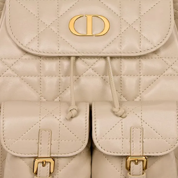 DIOR Caro Sheepskin Backpack Medium Size Women's Rouge Beige-3