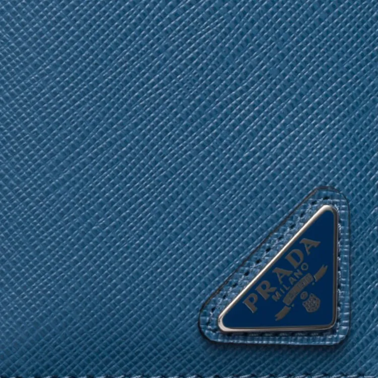 PRADA Leather Card Holder Unisex Blue-3