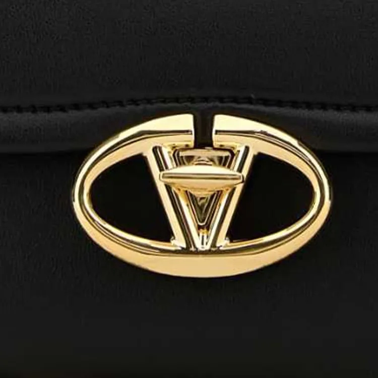 Valentino Vlogo Leather Crossbody Bag Shoulder Bag Women's Black-4