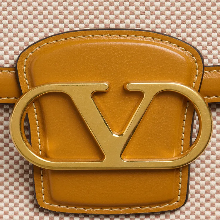 Valentino GARAVANI Canvas Bag Shoulder Bag Crossbody Bag Women's Beige & Gold Brown-6