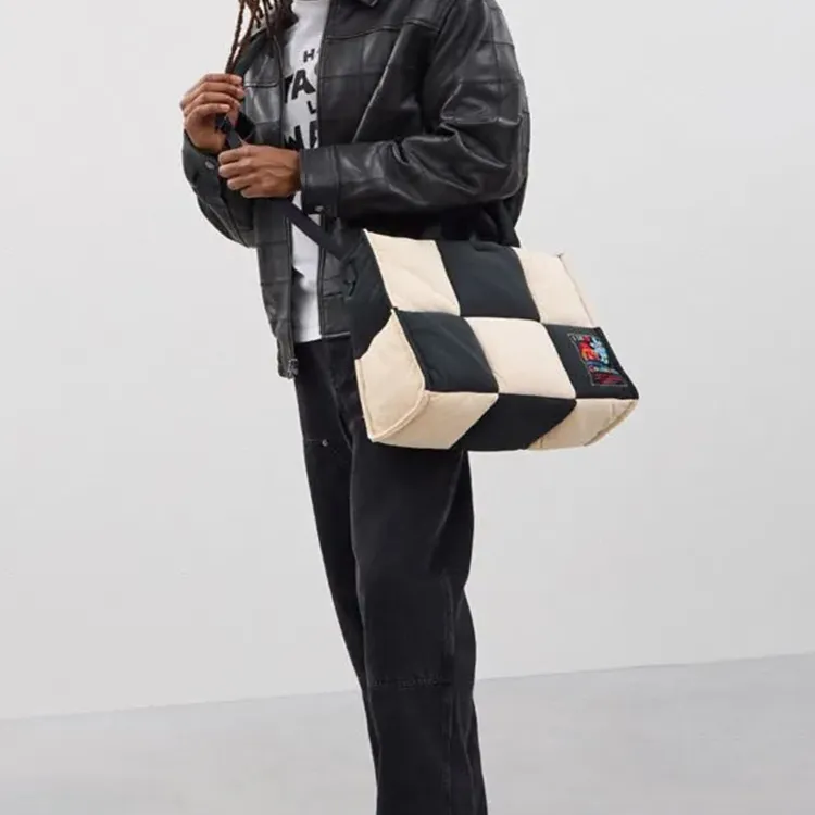 Coachtopia Fabric Shoulder Bag, Crossbody Bag, Handbag Tubas Unisex Black & White-5