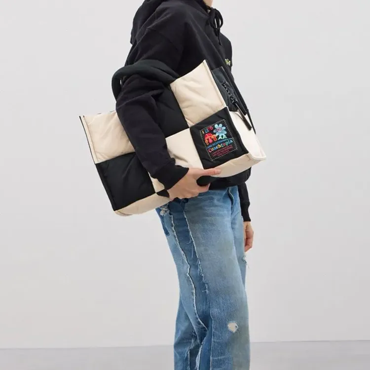 Coachtopia Fabric Shoulder Bag, Crossbody Bag, Handbag Tubas Unisex Black & White-4