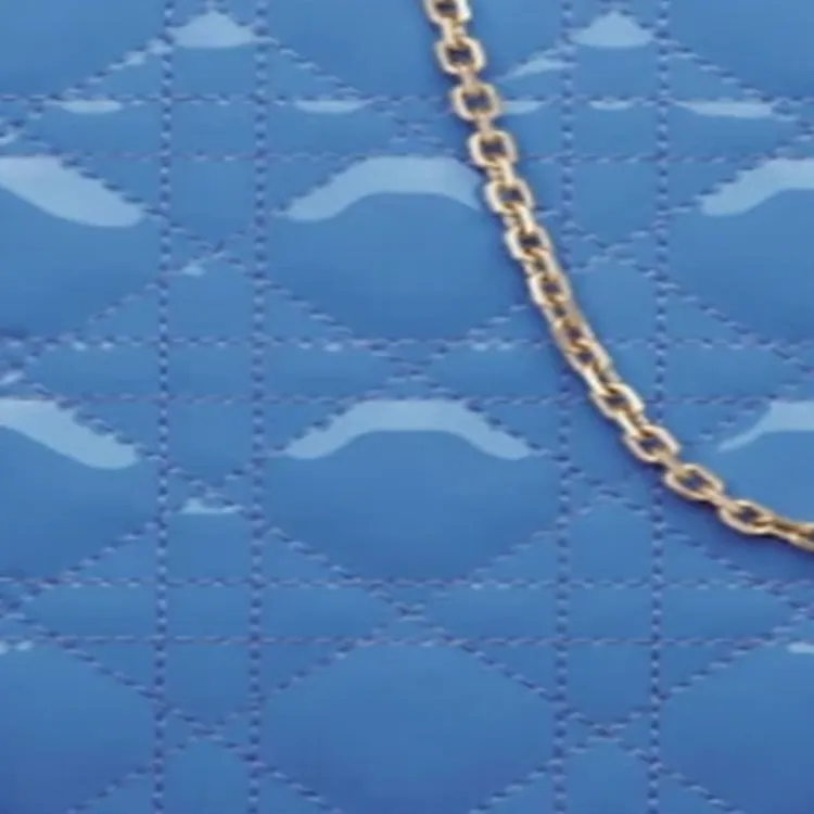 DIOR Lady Dior Patent Leather One Shoulder Crossbody Portable Cell Phone Pouch Women's Cornflower Blue-5