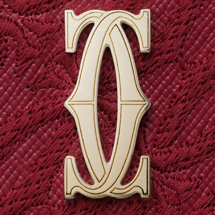 CARTIER Lambskin Card Holder Unisex Cherry Red-3