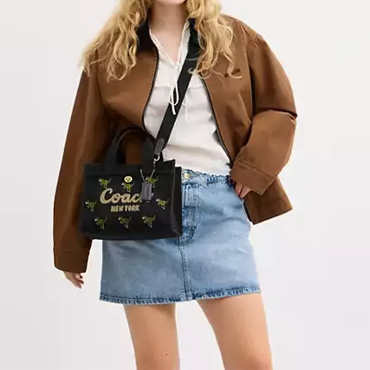COACH Canvas Canvas Bag Tote Bag Shopping Bag Shoulder Bag Crossbody Bag Handbag Medium Size Women's Black-5