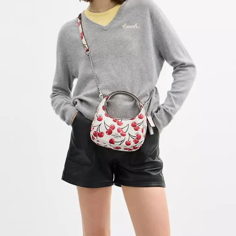 COACH CARMEN Leather Shoulder Bag Crossbody Bag Handbag Mini Women's Chalk-3