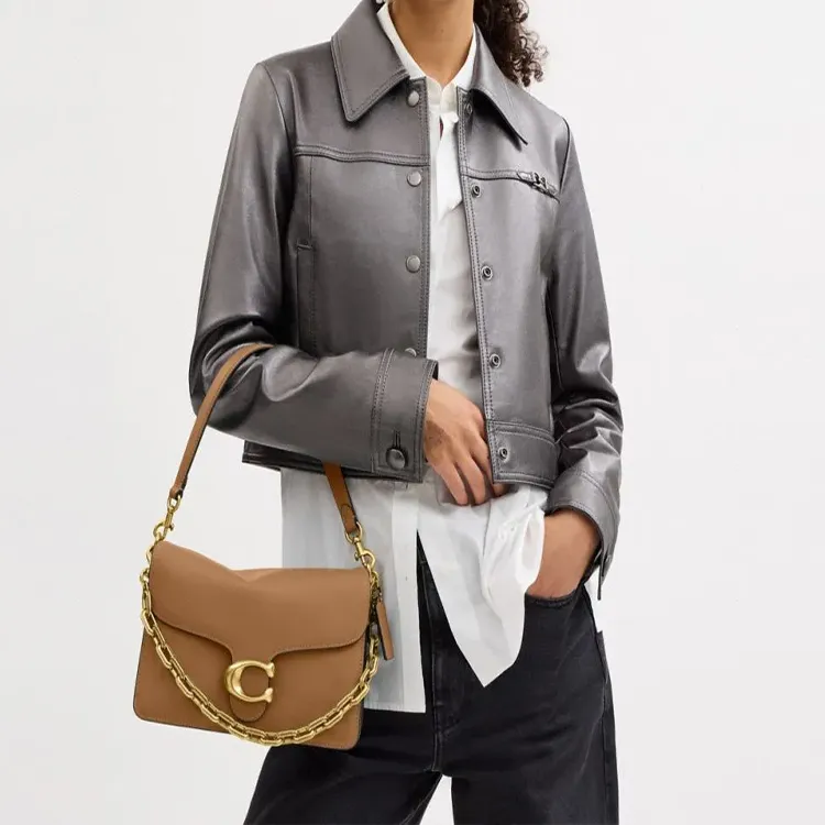 COACH Tabby Cow Leather Portable Crossbody Bag, Shoulder Bag Medium Size Women's Honey Brown-6