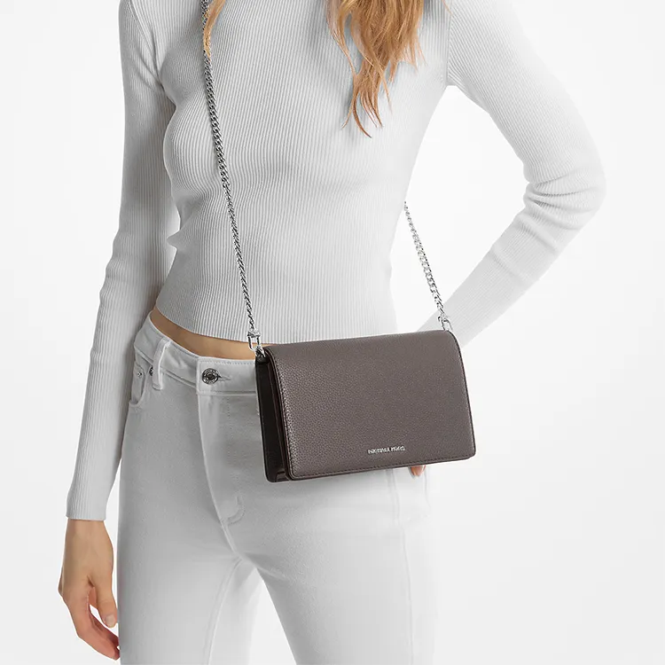 MICHAEL KORS Jet Set Litchi Grain Leather Shoulder Bag Crossbody Bag Medium Size Women's Slate Gray-4
