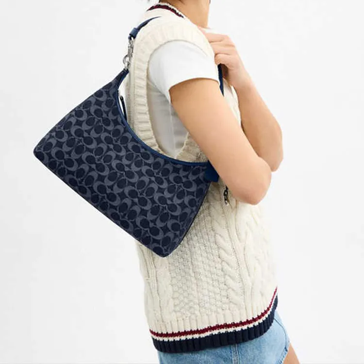 COACH Juliet Fabric Crossbody Bag, Shoulder Bag Tubas Women's Dark Blue-4