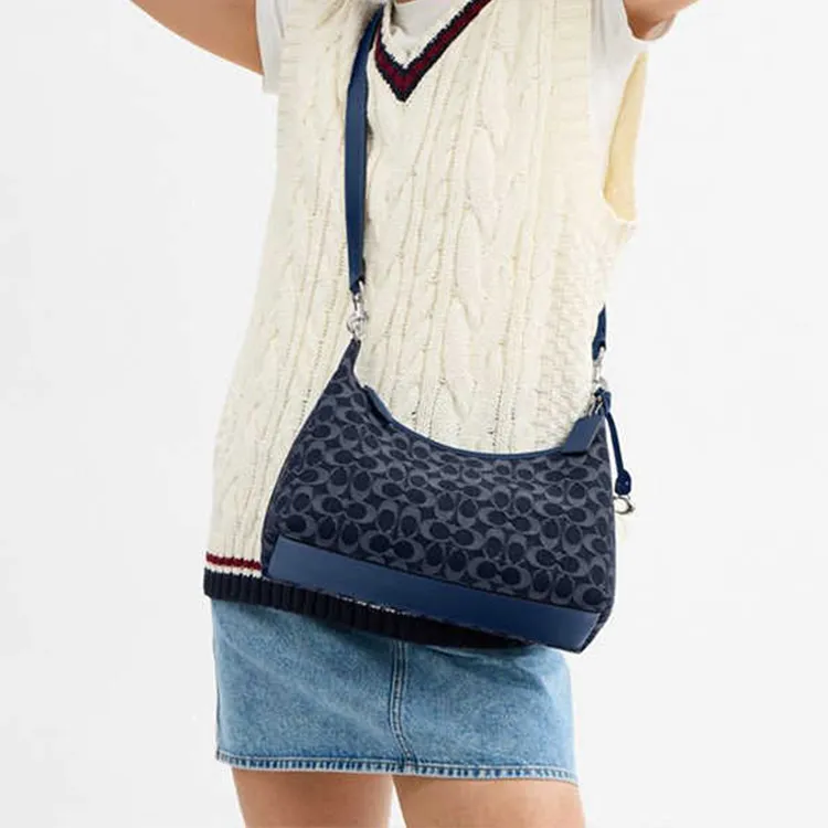 COACH Juliet Fabric Crossbody Bag, Shoulder Bag Tubas Women's Dark Blue-5
