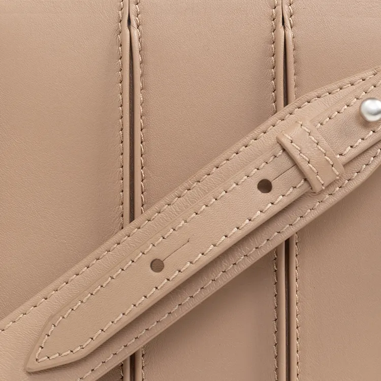 MaxMara Genuine Leather Shoulder Bag, Crossbody Bag, Handbag Women's Beige-4