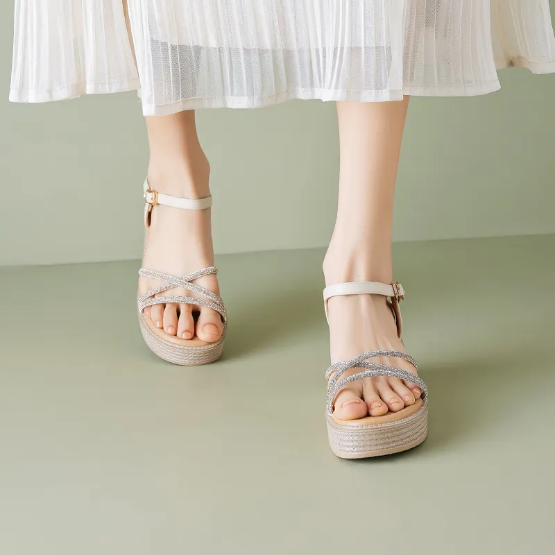 JOSINY One Strap Sandals 6.5cm Women's Ecru-4