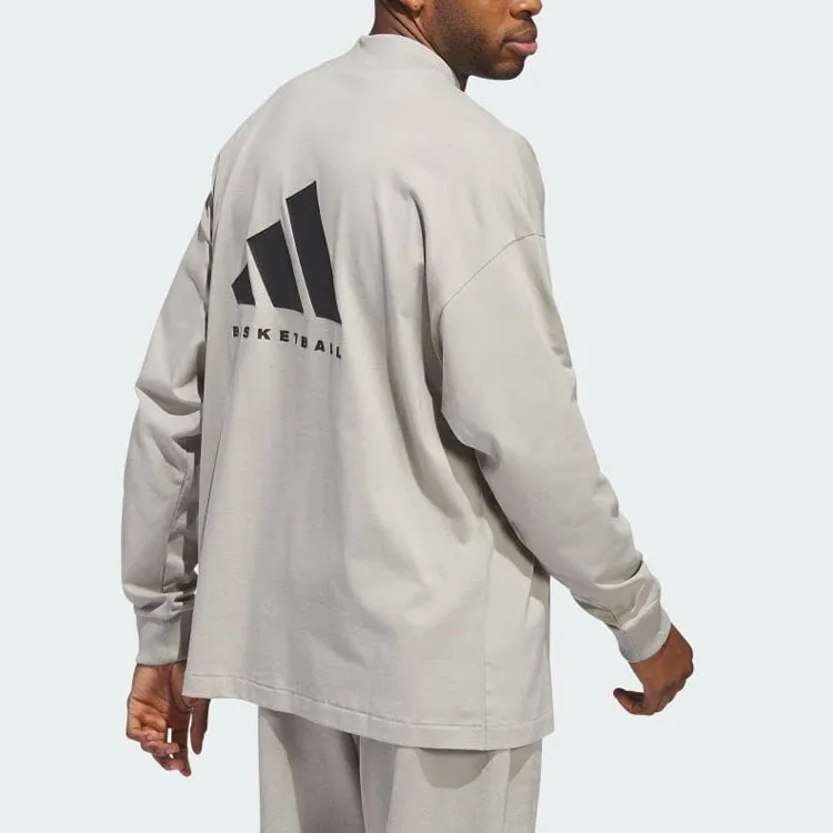 Adidas Basketball Long Sleeve Tee - Beige-5