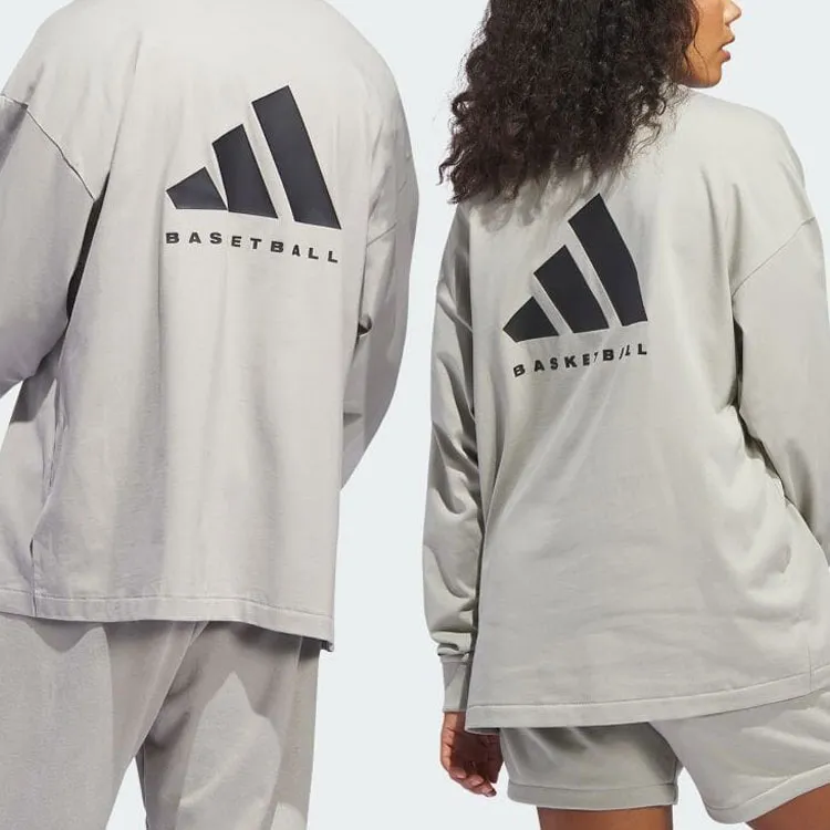 Adidas Basketball Long Sleeve Tee - Beige-3