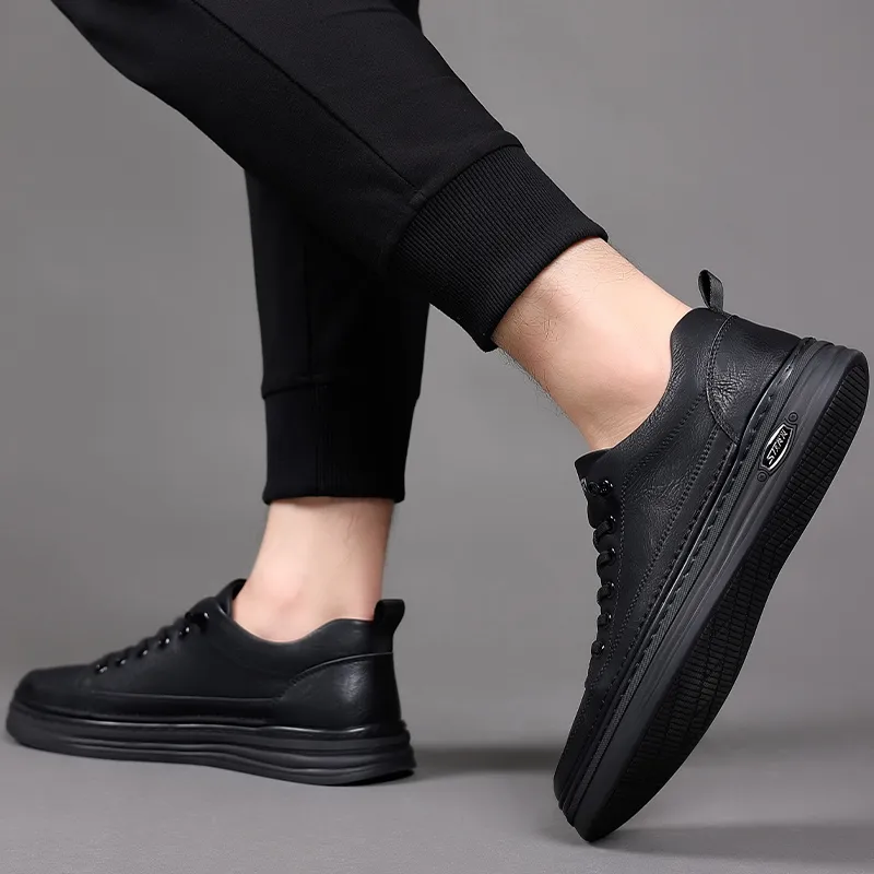Poitulas Men's Casual Shoes Men Low Top Black-4