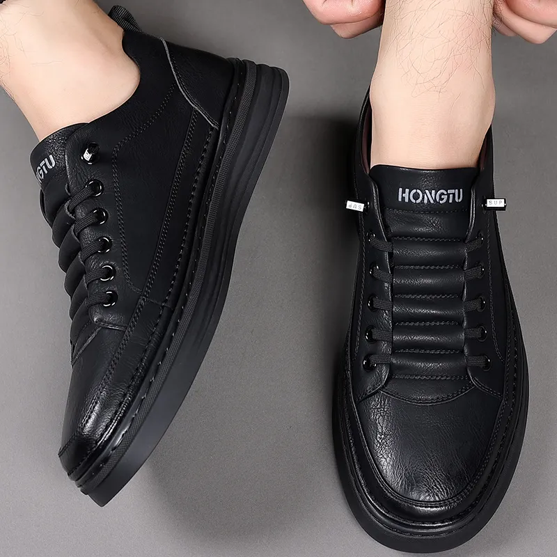 Poitulas Men's Casual Shoes Men Low Top Black-2