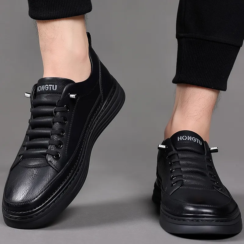 Poitulas Men's Casual Shoes Men Low Top Black-3