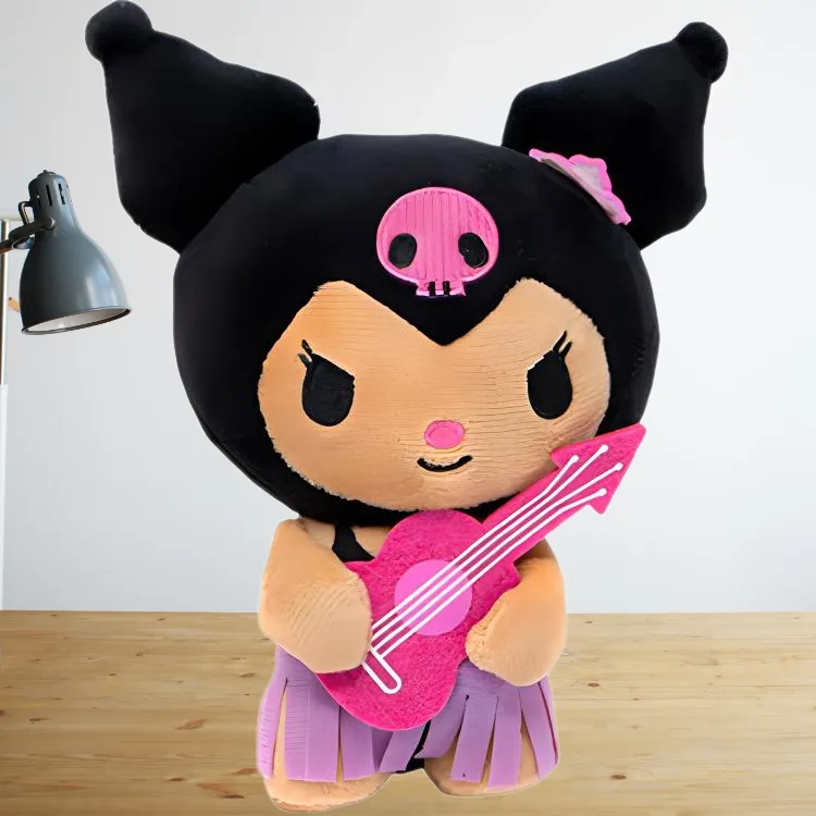 Sanrio Kuromi Hawaii Collection, Black Leather Dolls Plush Doll 18cm High-1