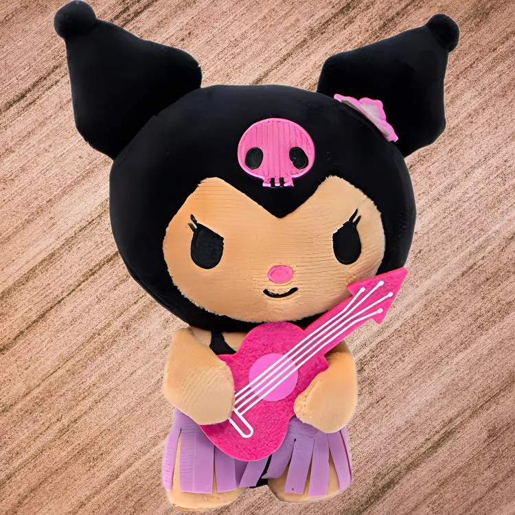 Sanrio Kuromi Hawaii Collection, Black Leather Dolls Plush Doll 18cm High-3