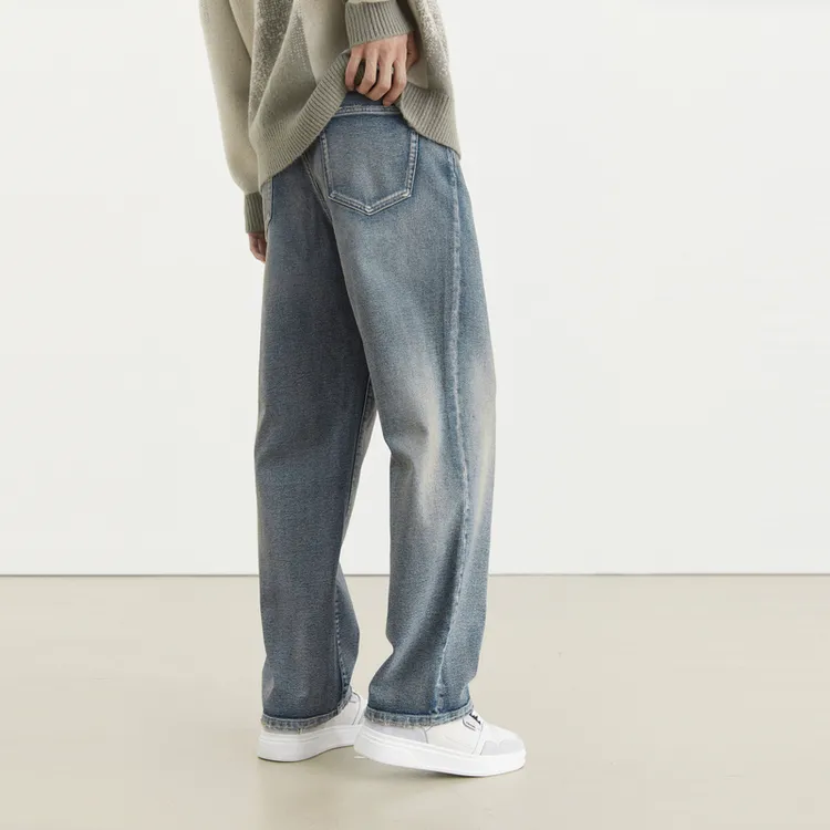 PEACEBIRD MEN Jeans Men Denim Blue Loose Fit, Straight Fit-6