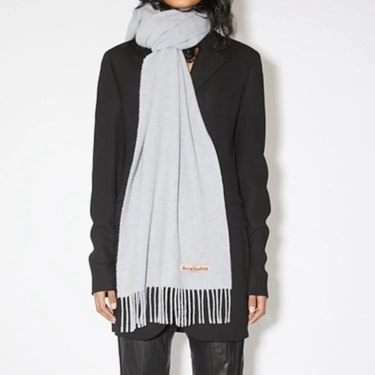 Acne Studios Logo tag Fringed Wool Scarf-1