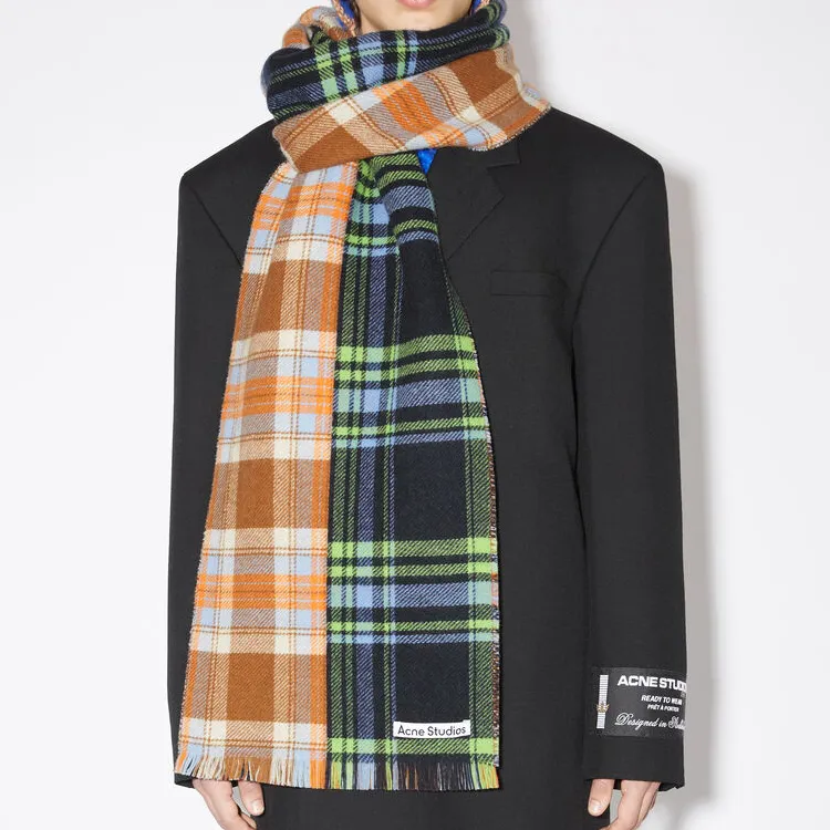 Acne Studios Tartan print Wool Scarf-2