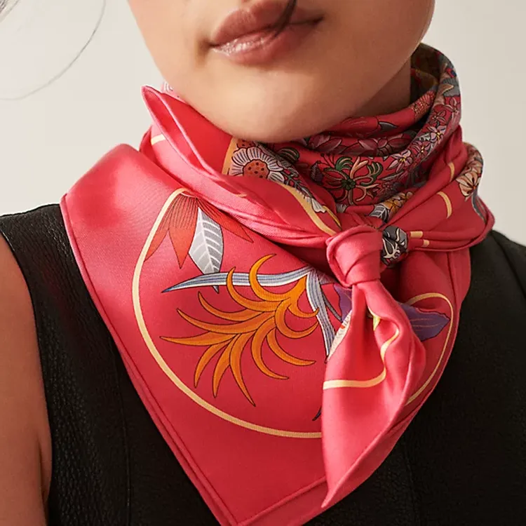 HERMES Silk Scarves Women's Red-1