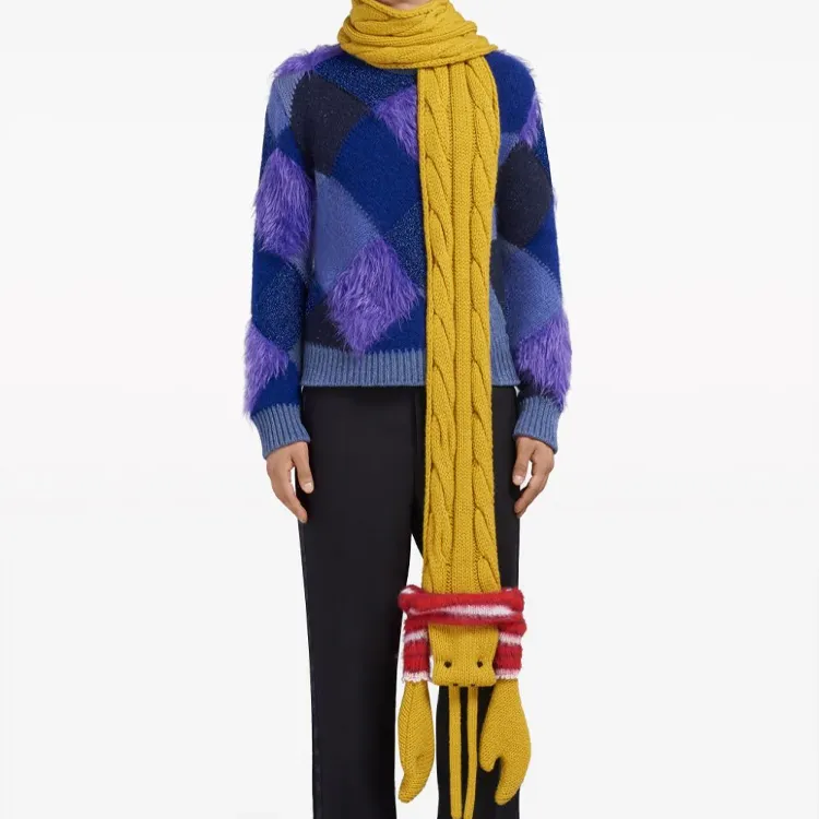MARNI Lobster motif Cable knit Scarf-1
