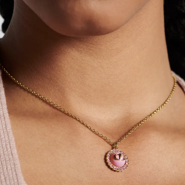 DIOR Crystal, Glass, Metal Necklaces Women's Gold-2