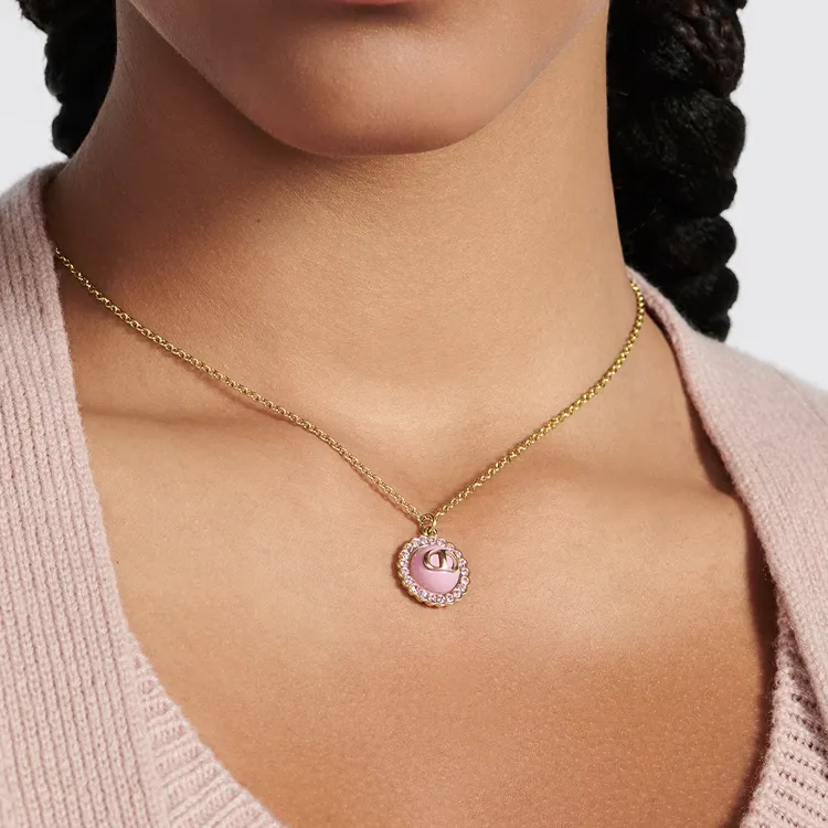 DIOR Crystal, Glass, Metal Necklaces Women's Gold-3