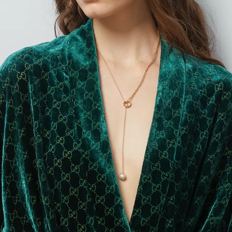 GUCCI Blondie Embellished Drop Necklace-2