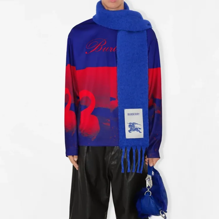 Burberry Equestrian Knight appliqué Fringed Scarf-3