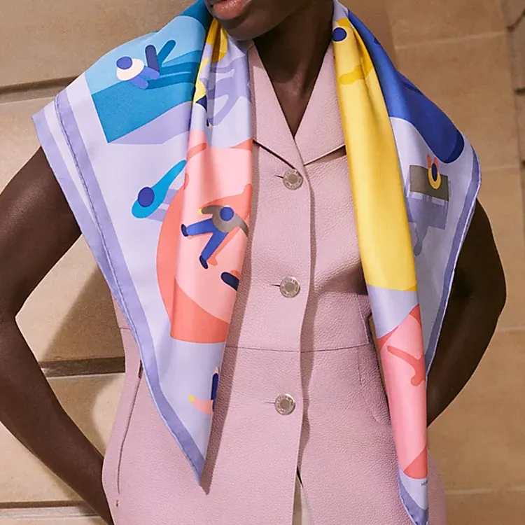 HERMES Silk Scarves Women's Blue-1