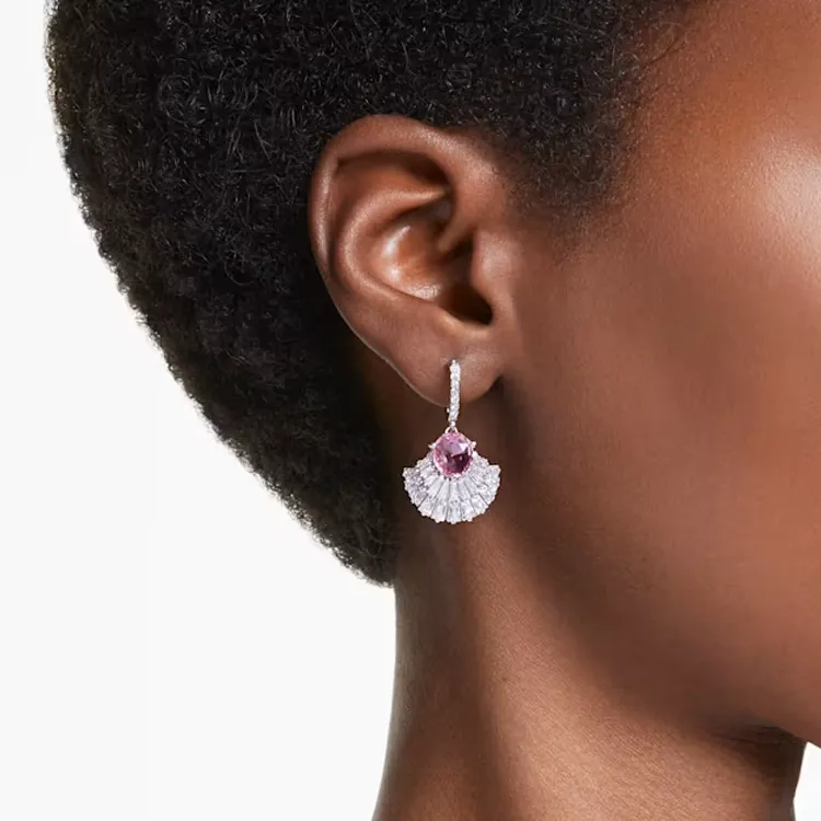 Swarovski Cubic Zirconia Rhodium-Plated Faux Crystal Earrings Women's Pink-4