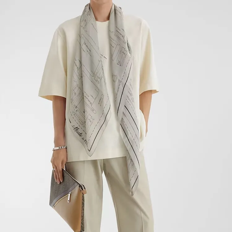 FENDI Silk Scarves Unisex White-3