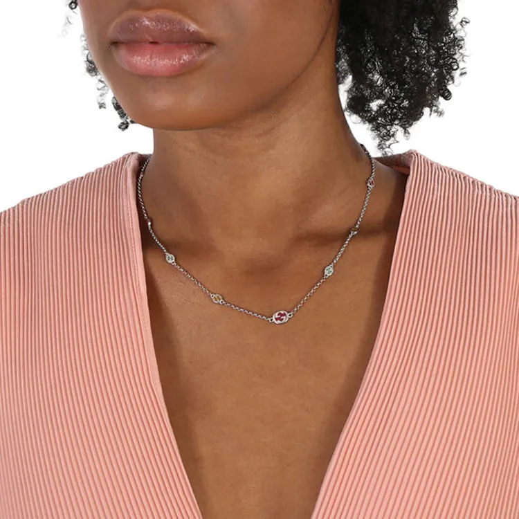 GUCCI Sterling Silver, Enamel Necklaces Women's Silver-2