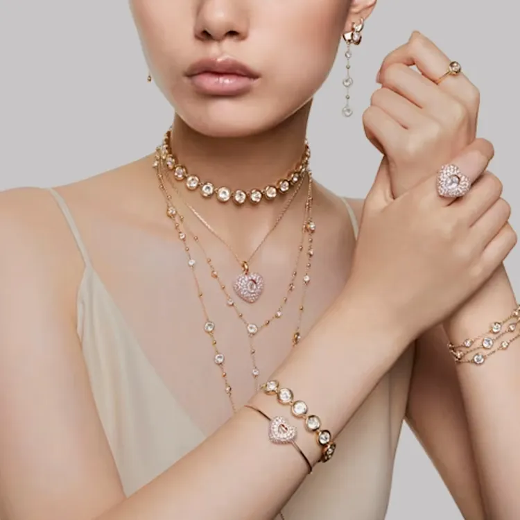 Swarovski Crystal, Gold Plated, Zirconia Necklaces Women's Gold-3