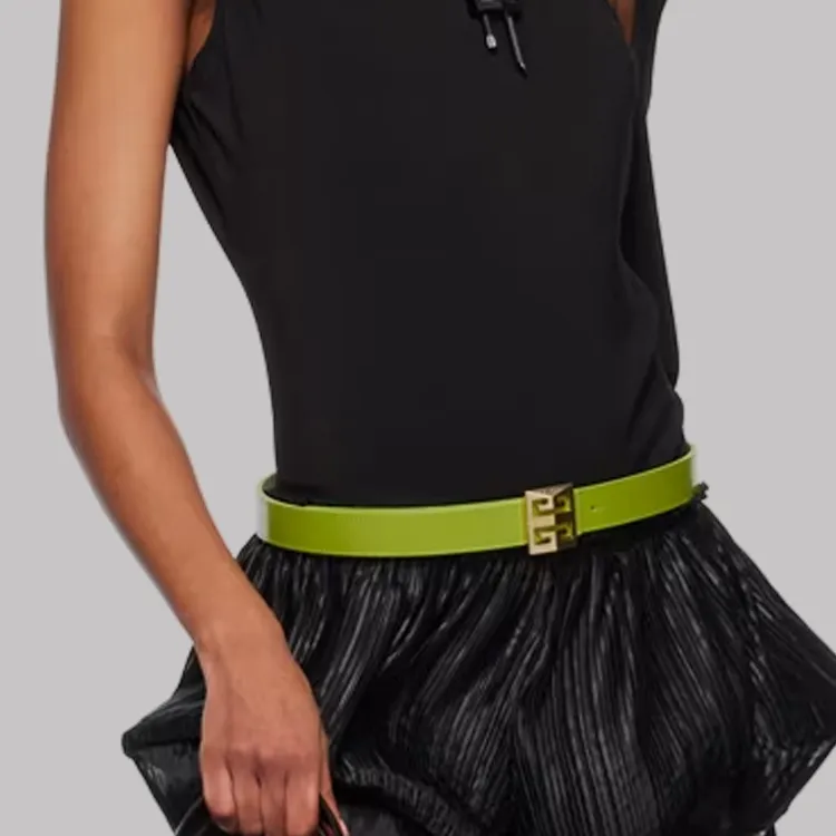 GIVENCHY Double-Sided Design Smooth Buckle Leather Belts Women's Green Width 1.25 Cm-3