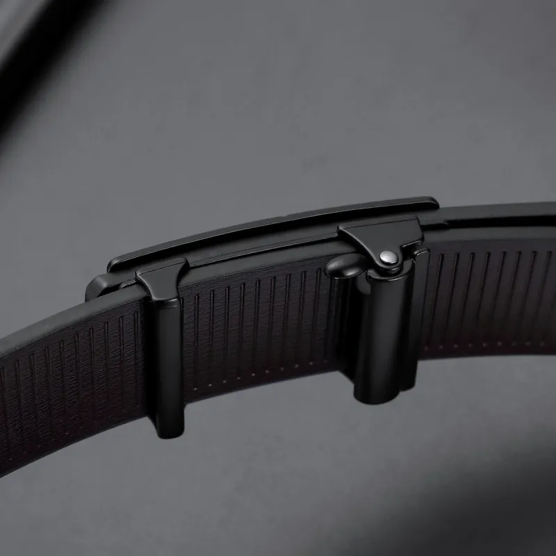 BISON DENIM Automatic Buckle Business Soft Comfortable Alloy Leather Belts Men's Width 3.3cm-4
