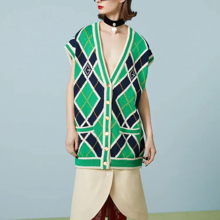 GUCCI G Rhombus Stitched Cardigan-2