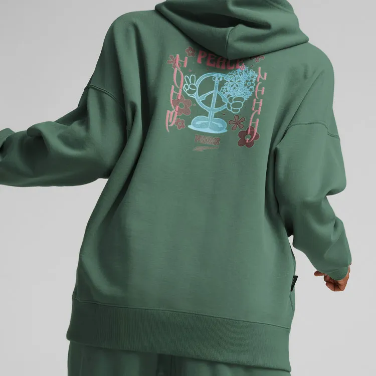 PUMA DOWNTOWN OVERSIZED Sweatshirts Women's Green-3