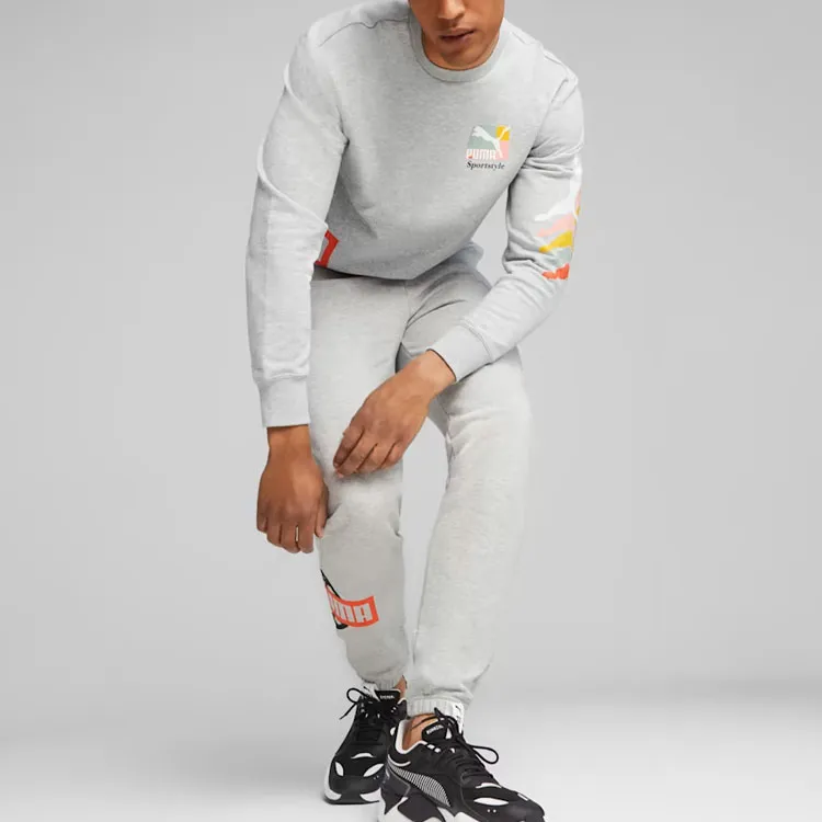PUMA CLASSICS Knitted Sweatpants Men Gray-4