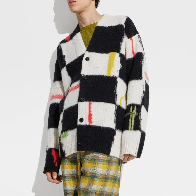 Zegna X The Elder Statesman Checked Cashmere wool Cardigan-2