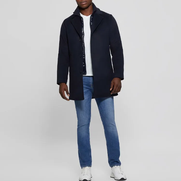 GUESS Wool-Blend Coat Coats Men's Dark Blue-2