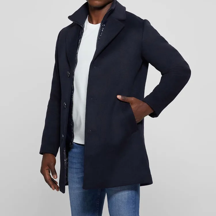 GUESS Wool-Blend Coat Coats Men's Dark Blue-3