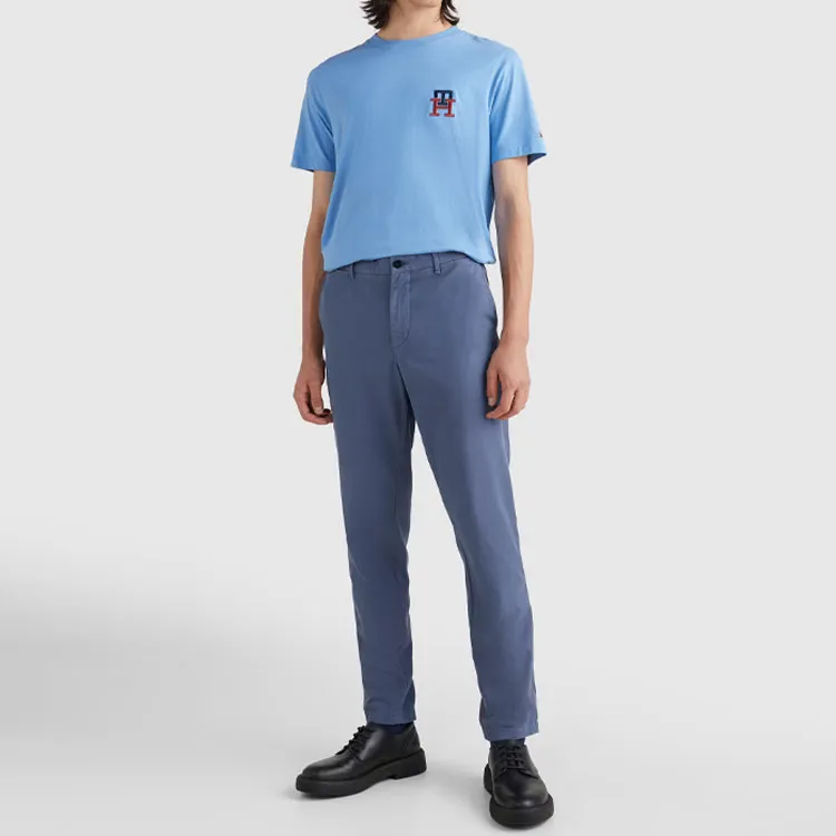 Tommy Hilfiger Th Monogram Essential Embroidery T Shirt T Shirt Men's Light Blue-1