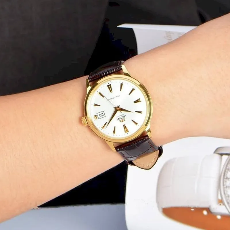 ORIENT Automatic Mechanical Movement Genuine Leather Strap Watch 40mm Men's Watches White Dial-2