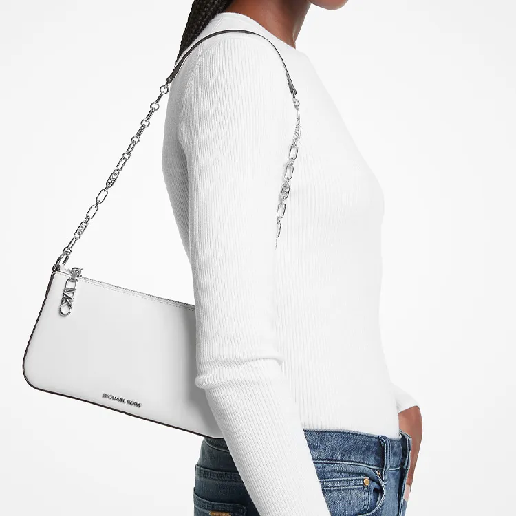 MICHAEL KORS Leather Handbag, Shoulder Bag Medium Size Women's Optical White-4