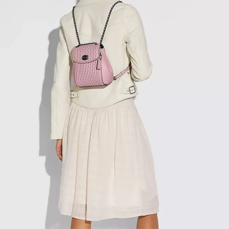 COACH Parker Nappa Leather Backpack Regular Women's Pink-4